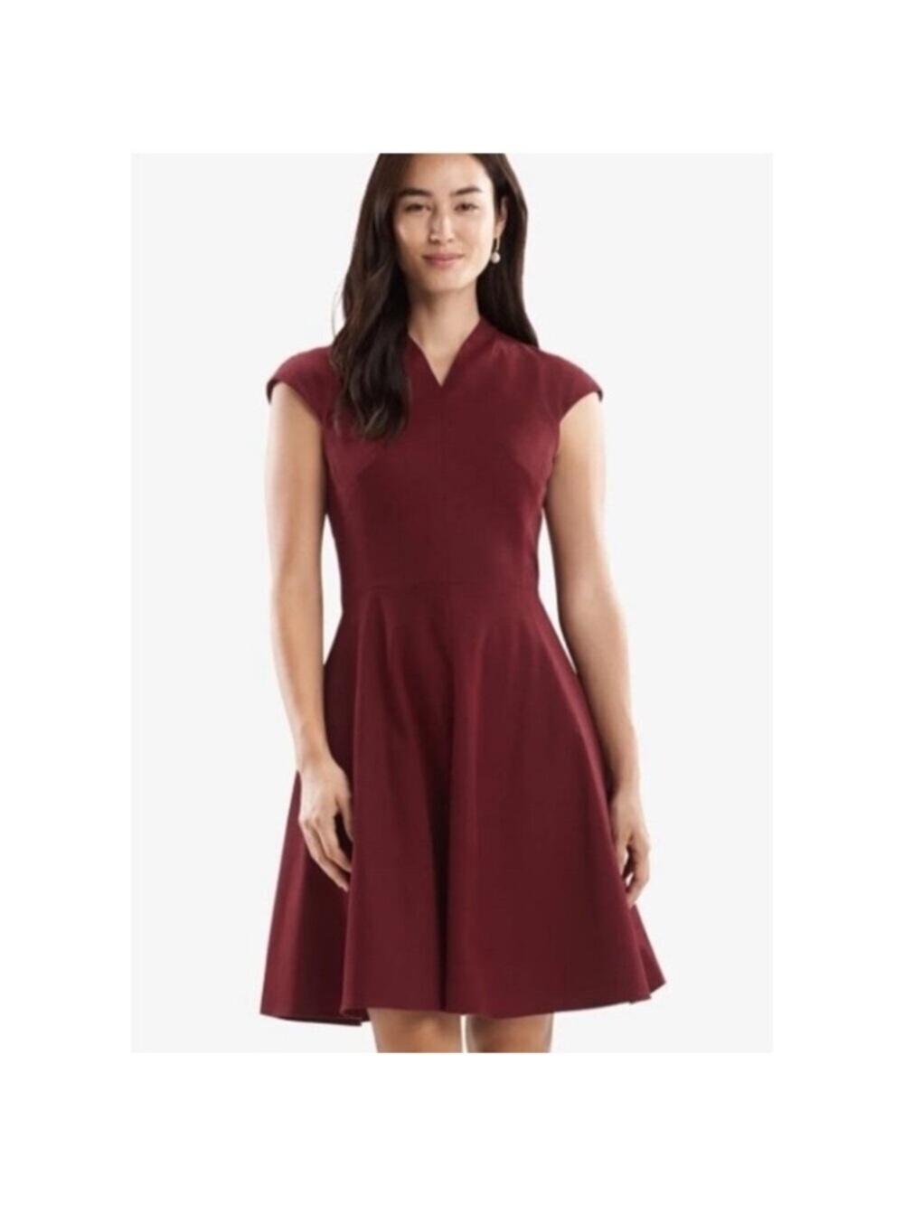 MM Lafleur Burgundy Wool Formal A Line Sheath Dress